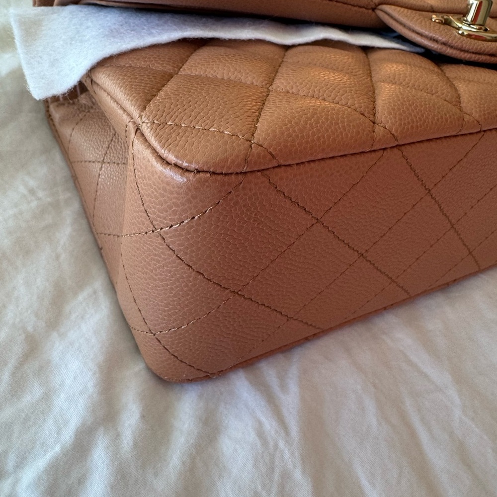 CHANEL Classic 11.12 Medium Double Flap in Camel Caviar Leather Gold Hardware - Picture 4 of 12